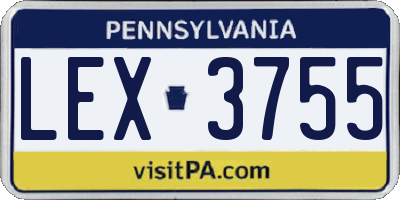 PA license plate LEX3755