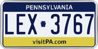 PA license plate LEX3767