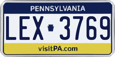 PA license plate LEX3769