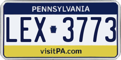 PA license plate LEX3773