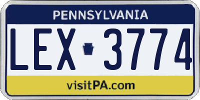 PA license plate LEX3774