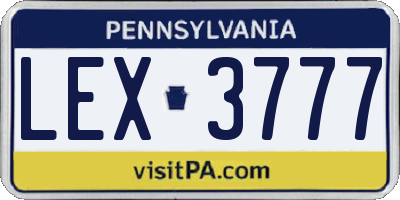 PA license plate LEX3777