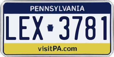 PA license plate LEX3781
