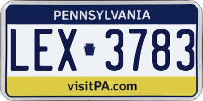 PA license plate LEX3783