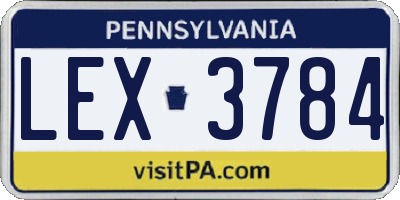 PA license plate LEX3784