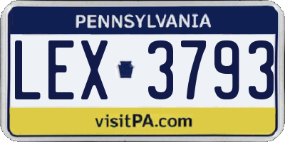 PA license plate LEX3793