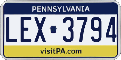 PA license plate LEX3794