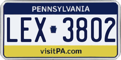 PA license plate LEX3802