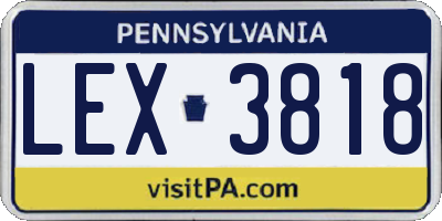 PA license plate LEX3818