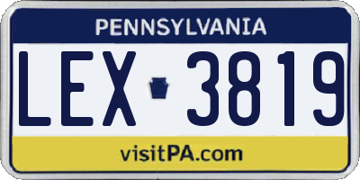 PA license plate LEX3819