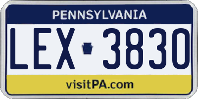 PA license plate LEX3830