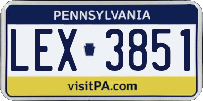 PA license plate LEX3851
