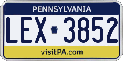 PA license plate LEX3852