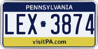 PA license plate LEX3874