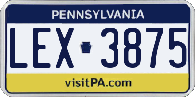 PA license plate LEX3875