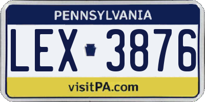 PA license plate LEX3876