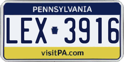 PA license plate LEX3916