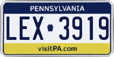 PA license plate LEX3919