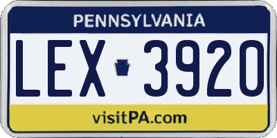 PA license plate LEX3920