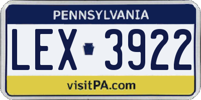 PA license plate LEX3922
