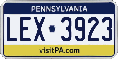PA license plate LEX3923