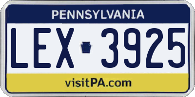PA license plate LEX3925