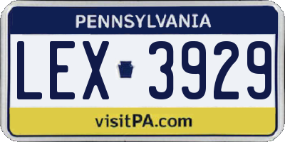 PA license plate LEX3929