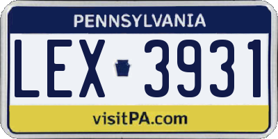 PA license plate LEX3931