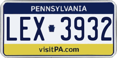PA license plate LEX3932