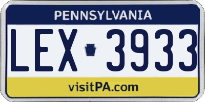 PA license plate LEX3933