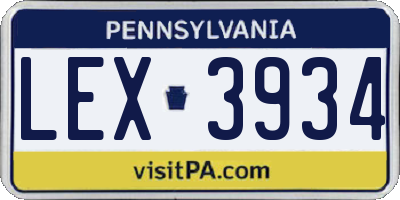 PA license plate LEX3934