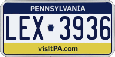 PA license plate LEX3936