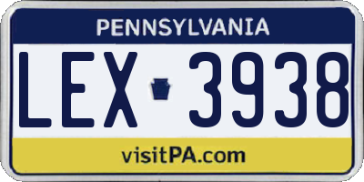 PA license plate LEX3938