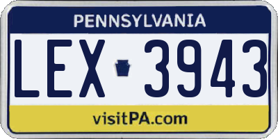 PA license plate LEX3943