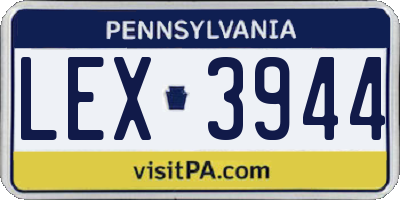 PA license plate LEX3944