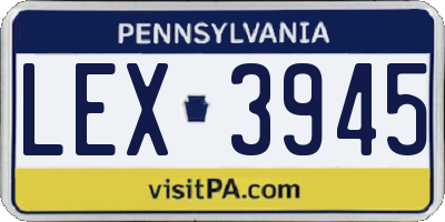 PA license plate LEX3945