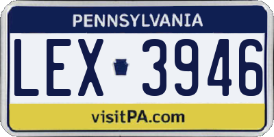 PA license plate LEX3946