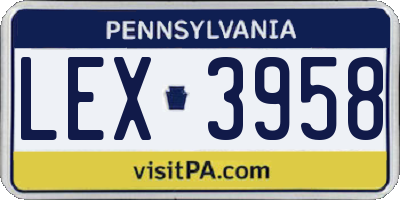 PA license plate LEX3958
