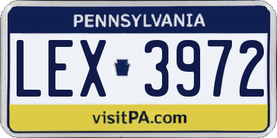 PA license plate LEX3972