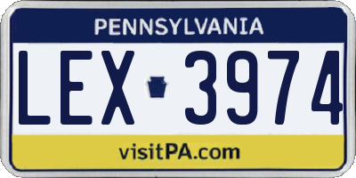 PA license plate LEX3974