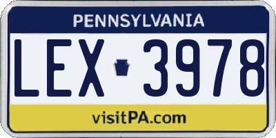 PA license plate LEX3978