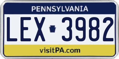 PA license plate LEX3982