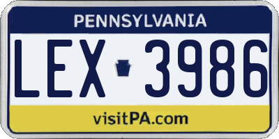 PA license plate LEX3986