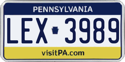 PA license plate LEX3989