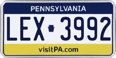 PA license plate LEX3992