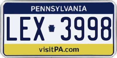 PA license plate LEX3998