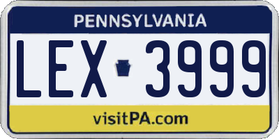 PA license plate LEX3999