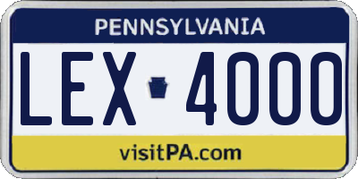 PA license plate LEX4000