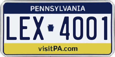 PA license plate LEX4001