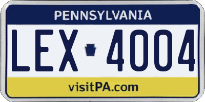 PA license plate LEX4004